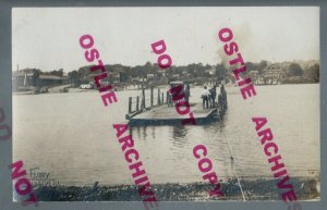 Chillicothe ILLINOIS RPPC 1909 FERRY Boat Crossing River nr Peoria Lacon IL