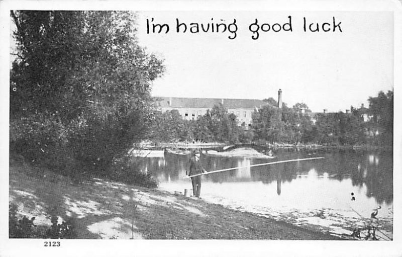 Man Fishing From a Stream Fishing Unused 