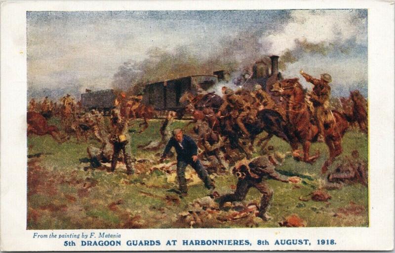 5th Dragoon Guards at Harbonnieres 1918 Battle of Amiens F. Manania Postcard E40