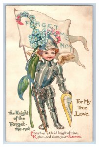 C. 1910 Cupid In Knights Armor Valentine Dutton Bavaria Vintage Postcard P219 