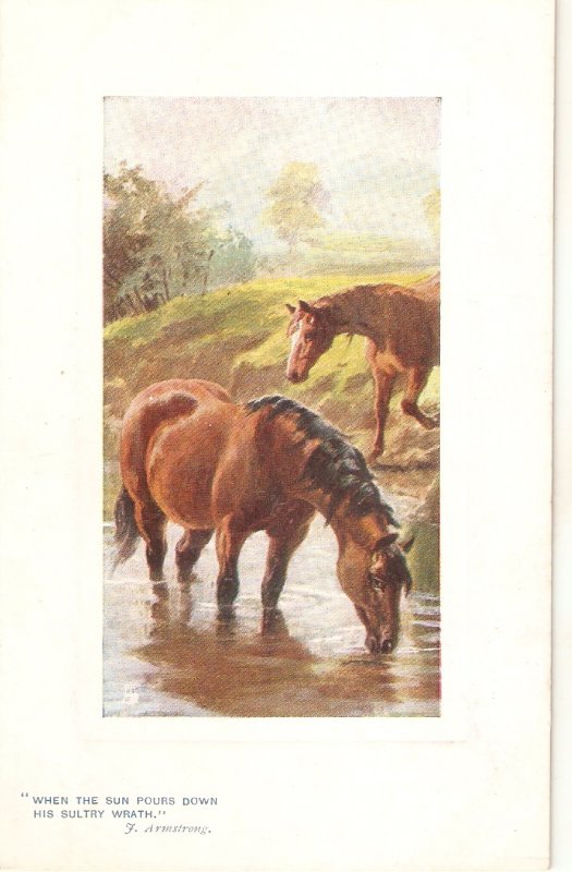 Harry Payne. Horses. Drinking Tuck OiletteBy Mead and Stream Ser. PC # 9722