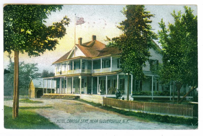 Pinelake to Hagaman, New York 1910 used Postcard, Caroga Lake Hotel