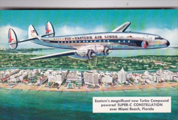 Eastern Air Lines Super-C Constellation Over Miami Beach Florida