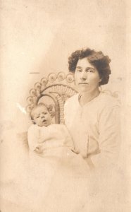 Vintage Postcard Mother Carrying Her Baby Christening Special Day Photo RPPC