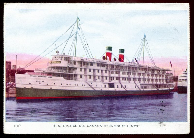 dc1885 - Steamer RICHELIEU Postcard 1943 Canada Steamship Line