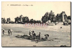 Old Postcard Hermanville The Beach Children