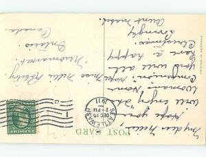 Pre-Linen christmas LINE OF QUAINT SNOW-COVERED HOUSES ALONG THE ROAD HQ6863