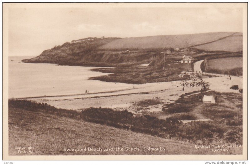 TUCK: FALMOUTH, Cornwall, England, United Kingdom; Swanpool Beach and the Sta...