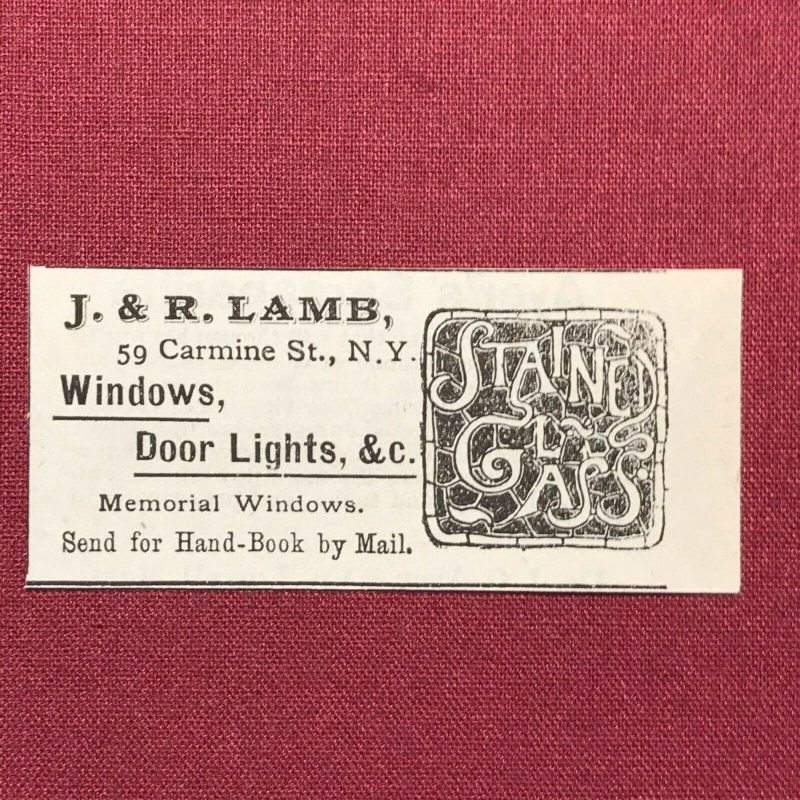  Victorian 1884 Print Ad Stained Glass J. & R. Lamb N.Y. Memorial Windows 2V1-27 