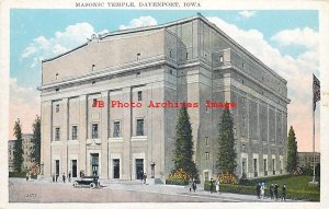 5 Postcards, Davenport IA, Various Views, Hotel-Park-School-Masonic Temple 