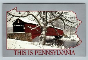 Berks Co PA- Pennsylvania, Griesemer's Covered Bridge, Chrome Postcard 