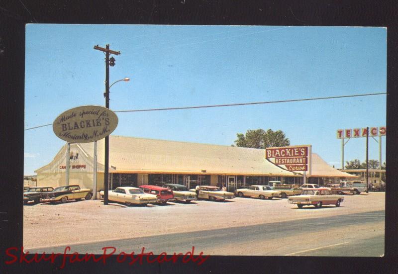 MORIARTY NEW MEXICO ROUTE 66 BLACKIE'S PLACE RESTAURANT 1960's CARS POSTCARD