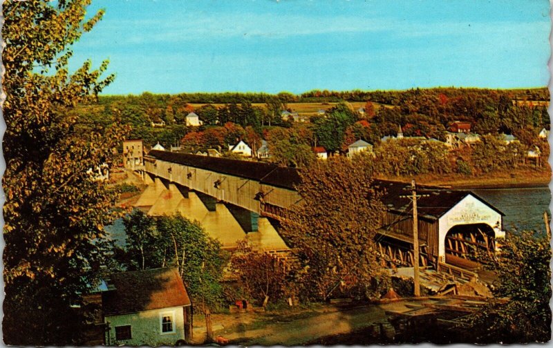 Hartland New Brunswick Canada St John River Chrome Cancel WOB Postcard 