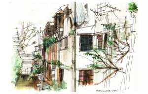 Postcard Jeremiah Teo Cheng Huat Wing Lee Street Hong Kong Urban Sketching Art