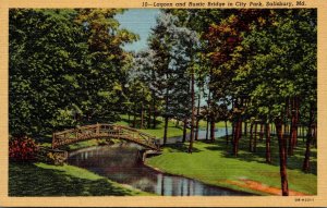 Maryland Salisbury City Park Lagoon and Rustic Bridge Curteich