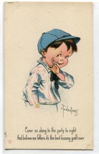 Come Along To Party Best Kissing Ever artist signed Charles Twelvetrees postcard