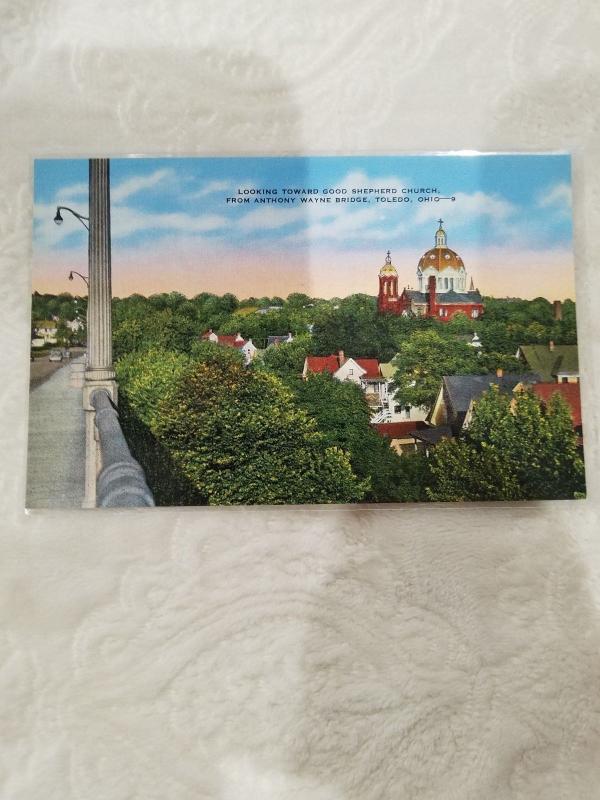 Antique/Vintage Postcard, Good Shepherd Church From Anthony Wayne Bridge