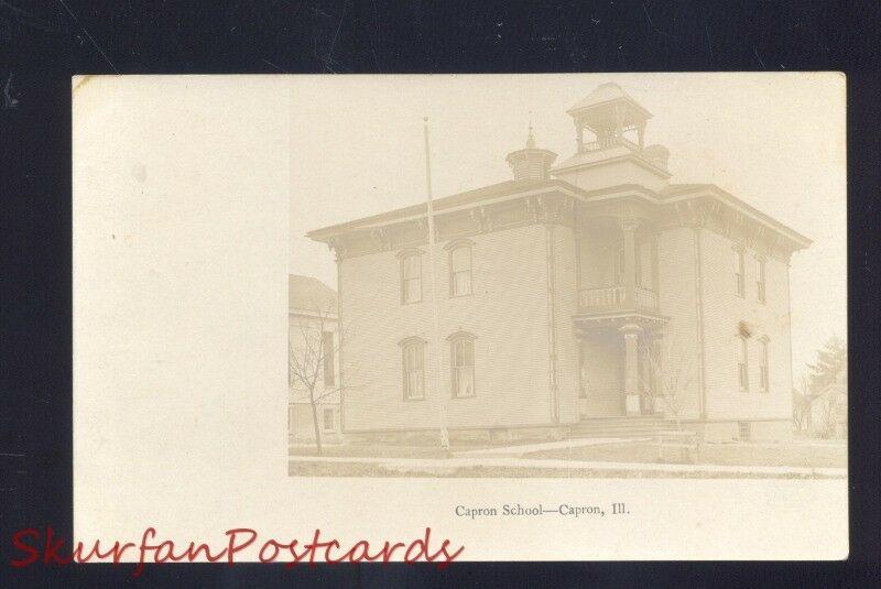 RPPC CAPRON ILLINOIS CAPRON SCHOOL HOUSE VINTAGE ILL REAL PHOTO POSTCARD