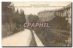 CARTE Old Post Road between rocks pitttoresque of Pontarlier Morteau