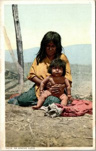 Postcard An Apache Cupid Indian Mother with Child Native Americana Phostint L4