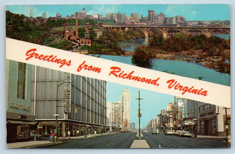 Postcard VA Banner Dual View Greetings From Richmond Virginia Vintage #2 P10