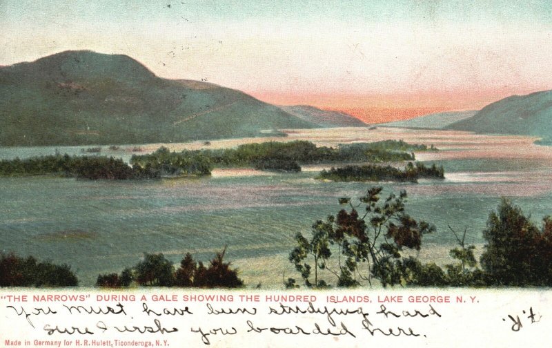 Vintage Postcard 1907 The Narrows Gale Showing Hundred Islands Lake George NY