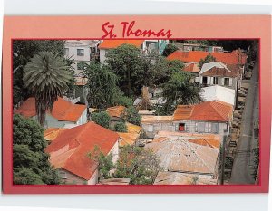 Postcard Characteristic Red Roofs Of St. Thomas, U.S. Virgin Islands