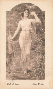 360401-Ethel Wright, Unknown Pub, A Path of Roses, Partially Nude Woman