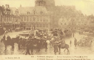 Military World War 1 Furnes Belgium French Convoy on the Square Town 06.31