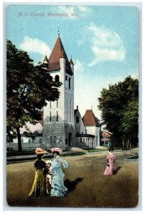 c1910 M.E. Church Exterior Building Waukesha Wisconsin Vintage Antique Postcard