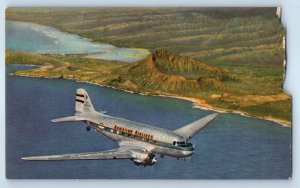 1940 Hawaii Vintage Postcard Shown Reverse Side Hawaiian Airlines 24-Passenger