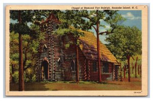 Fort Raleigh Chapel Roanoke Island North Carolina NC UNP Linen Postcard N24