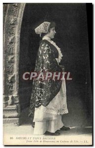 Old Postcard Folklore Young girl of Douarnenez in costume party