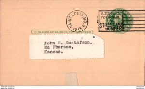 US Postal stationery 1c Saint Louis to Kansas Advertisement Yellow Gold weddi...