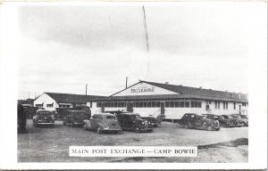 Postcard Texas Camp Bowie Main Post Exchange Postal Delivery Trucks 1940s V202