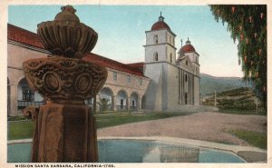 Vintage Postcard 1920's View of Mission Santa Barbara California CA