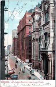 Jackson Boulevard from Board of Trade Chicago Illinois Postcard Posted 1907