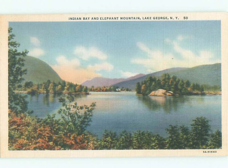 Linen LAKE SCENE Adirondacks - Lake George New York NY AE4574