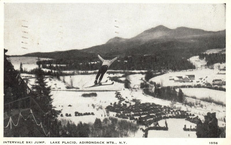 Vintage Postcard 1934 Intervale Ski Jump Lake Placid Adirondack Mountain NY