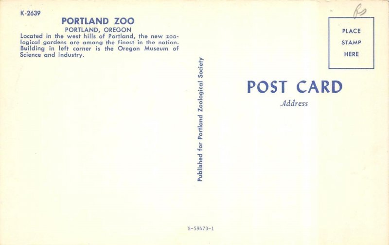 Portland, OR Oregon    PORTLAND ZOO~AERIAL VIEW    Vintage Chrome Postcard