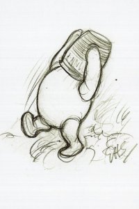 Winnie The Pooh Hunny Honey Pot on Head First Drawing Postcard