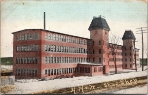 H. H. & W. Shoe Shop Factory Somersworth NH Vintage Postcard T75