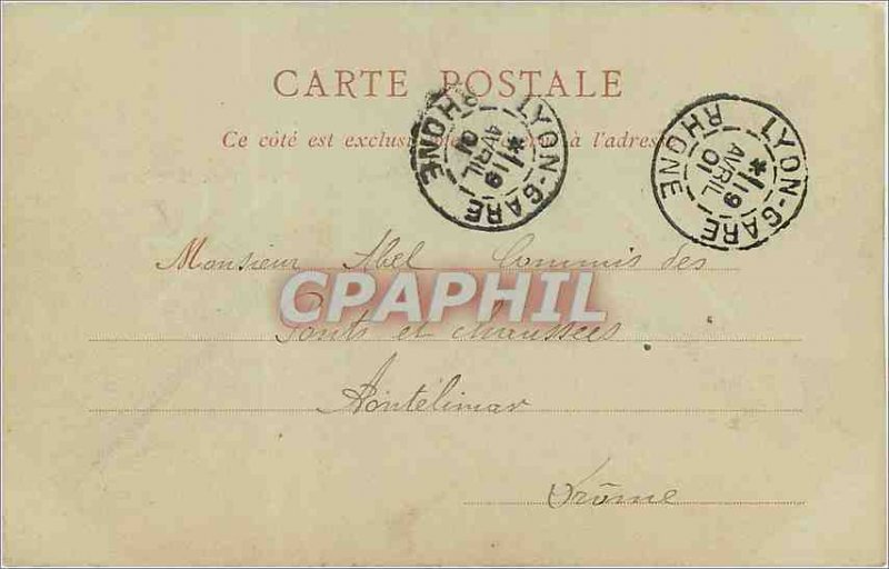 Old Postcard Lyon Courthouse and the Coteau de Fourviere (map 1900)