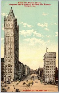 Brod & Market St. New Prudential Building & Subway Newark New Jersey NJ Postcard