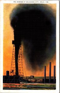 USA Oil Gusher At Oklahoma City Oklahoma Linen Postcard 09.62