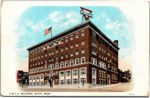 Postcard MT YMCA building stamped AWVS Train Service 1943 RMS