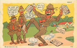 Comic Humor Walters Military Postcard linen Teich 6077