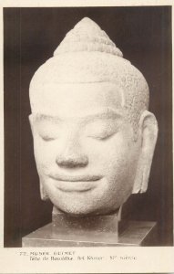 Sculpture - Head of the Buddha Khmer art Guimet museum photo postcard