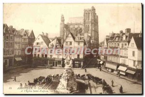 Postcard Old Abbeville Place of Admiral Courvet and the Church of Saint Vulfran