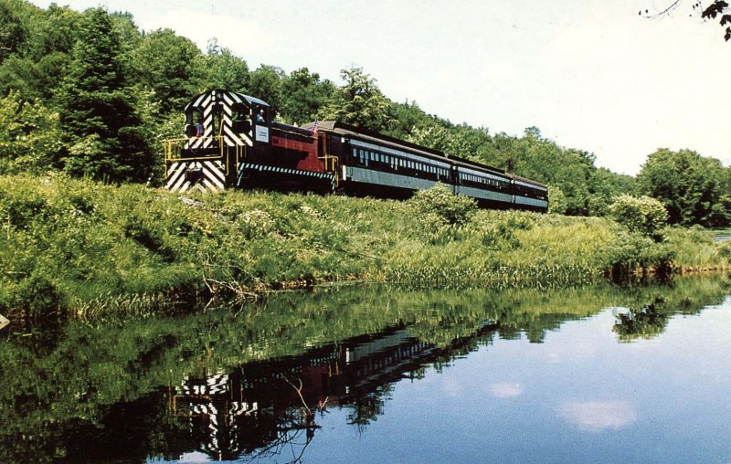 NY - Thendara. Adirondack Scenic Railroad Train, Moose River